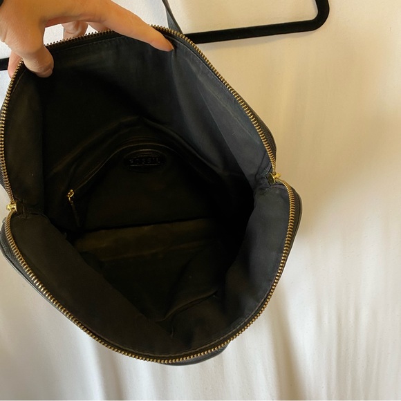 FOSSIL PRESTON FOLDED OVER LEATHER TOTE BLACK - Picture 9 of 13